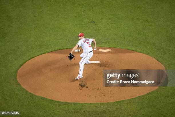 National League All-Star Max Scherzer of the Washington Nationals pitches during the 88th MLB All-Star Game at Marlins Park on July 11, 2017 in...