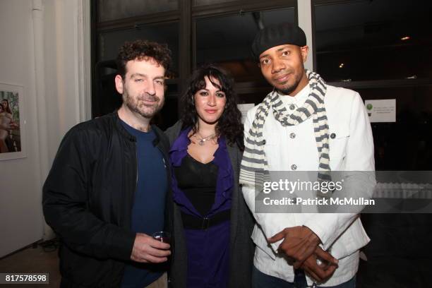 Jeff Newelt, Hannah Lillith and DJ Spooky attend SLIDE LUCK Auction & Fundraiser Hosted By Patrick McMullan & DJ Spooky at Sandbox Studio on December...