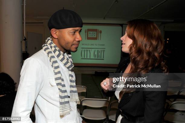 Spooky and Amber De Vos attend SLIDELUCK Auction and Fundraiser, Hosted by DJ SPOOKY and PATRICK MCMULLAN at Sandbox Studio on December 8, 2010 in...