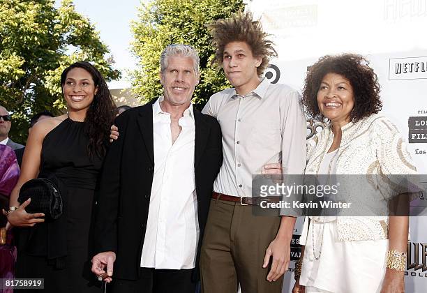 Actor Ron Perlman, his wife Opal , son Brandon and daughter Blake arrive at the world premiere of Universal Picture's "Hellboy II: The Golden Army"...