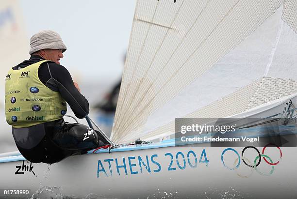 Rafael Trujillo of Spain is seen in action in the Finn Race during the last day of the Kieler Woche on June 29, 2008 in Kiel, Germany. The Kieler...