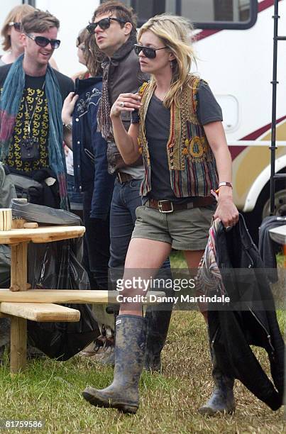 Kate Moss is seen during day two of the 2008 Glastonbury Festival on June 27, 2008 in Glastonbury, Somerset, England.