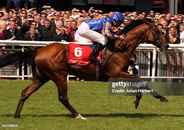 Seamus Hefferman and Frozen Fire land The Dubai Duty Free Irish Derby Race run at The Curragh Racecourse on June 29 at The Curragh, Ireland.