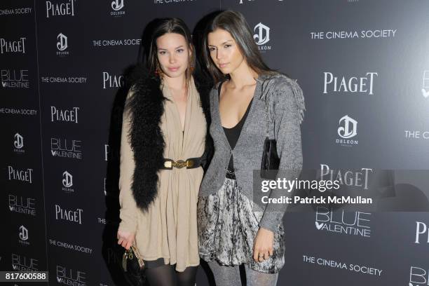 Thea Carley and Alejandra Cata attend THE CINEMA SOCIETY & PIAGET with DELEON Tequila host a screening of "BLUE VALENTINE" at Tribeca Grand Hotel on...