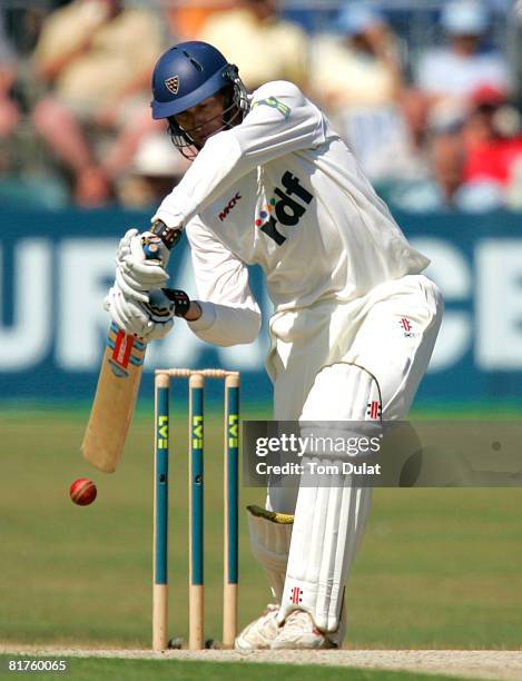 Oliver Rayner of Sussex in action during the LV County Championship Division One match between Sussex CCC v Lancashire CCC at The County Ground on...