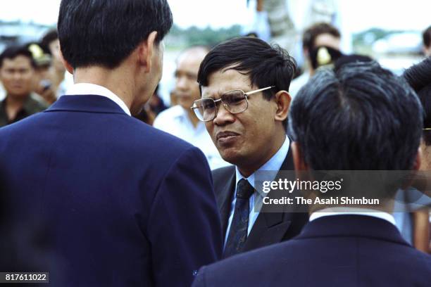 Cambodian Second Prime Minister Hun Sen is seen on arrival on September 1, 1994 in Phnom Penh, Cambodia.