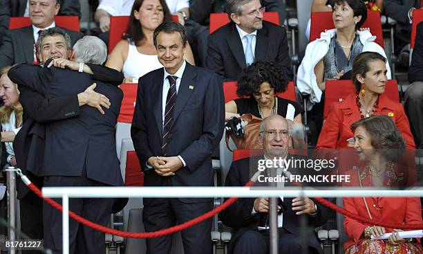 Spain's Queen Sofia , President of the Federal Council of Switzerland Pascal Couchepin and Spanish Prime Minister Jose Luis Rodriguez Zapatero are...