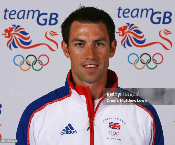 Mark Hunter of the Great Britain Men's Rowing Team poses for a photograph during the Team GB Kitting out at the NEC on June 29, 2008 in Birmingham,...