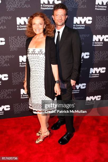 Diane Von Furstenberg and Yvan Mispelaere attend NYC & COMPANY Foundation's 2010 Leadership Awards Gala at The Plaza Hotel on December 1st, 2010 in...