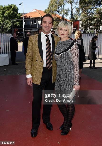 Andrew O'Keefe and his wife Eleanor Campbell attends the 30th Anniversary Golden Stave Rock `n Roll Musical Extravaganza charity lunch at the Hordern...