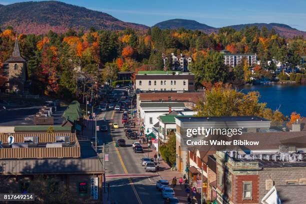 usa, new york, exterior - lake placid town foto e immagini stock