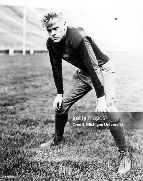 Former President Gerald Ford played center for the University of Michigan Wolverines. This photo was shot in 1934.
