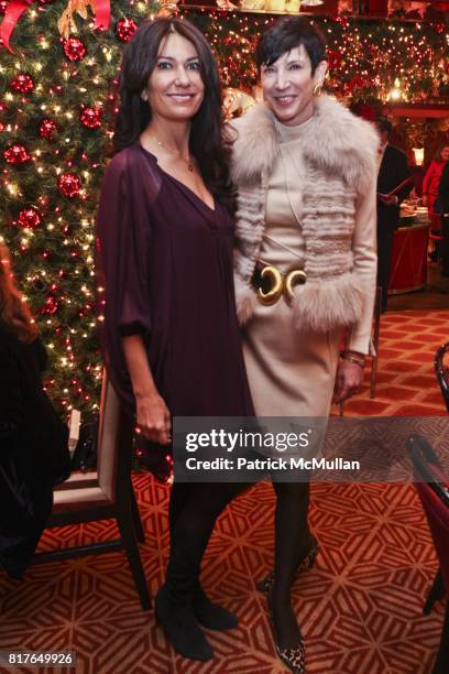 Nazee Moinian and Amy Fine Collins attend Christmas Luncheon at Doubles with Janna Bullock among hostesses at The Doubles Club on December 6, 2010 in...