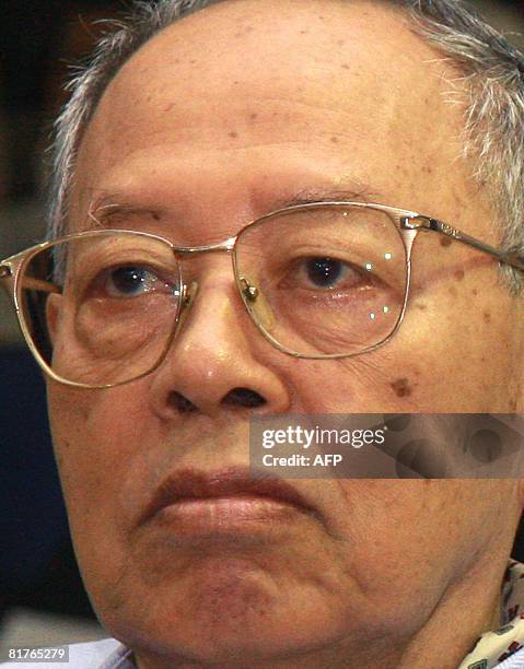 Former Khmer Rouge deputy prime minister and minister of foreign affairs Ieng Sary Ieng Sary is seen in the Court room during the first public...