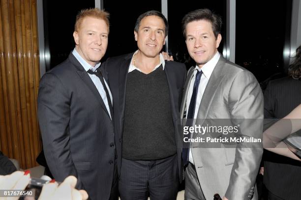 Ryan Kavanaugh, David O. Russell and Mark Wahlberg attend THE CINEMA SOCIETY and MEN'S HEALTH & JP MORGAN CHASE FOUNDATION host the after party for...