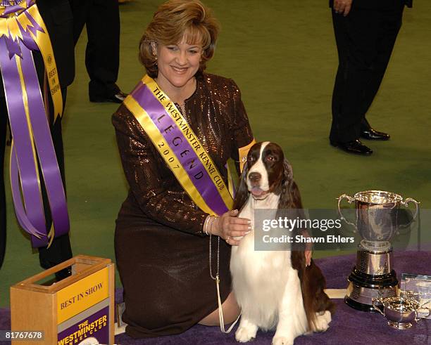 Kelli Fitzgerald and James, Champion Felicity's Diamond Jim, English Springer Spaniel, winner of best in show during the 2007 Westminster Kennel Club...