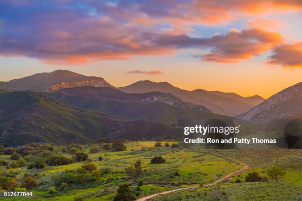 palomar mountain valley glows in sunset - rural america stock pictures, royalty-free photos & images
