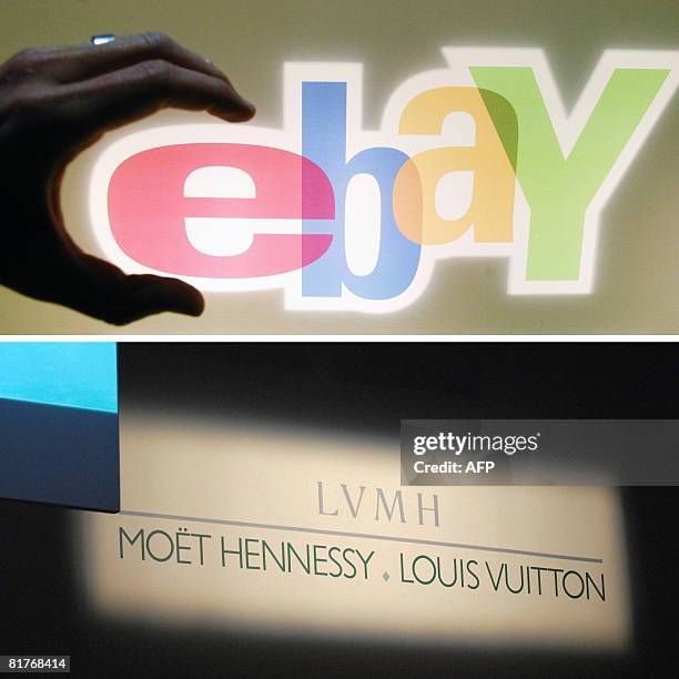 Combo shows recent logos of online auctioneer eBay and French luxury group LVMH. The Paris commercial court ordered eBay to pay 40 million euros in...