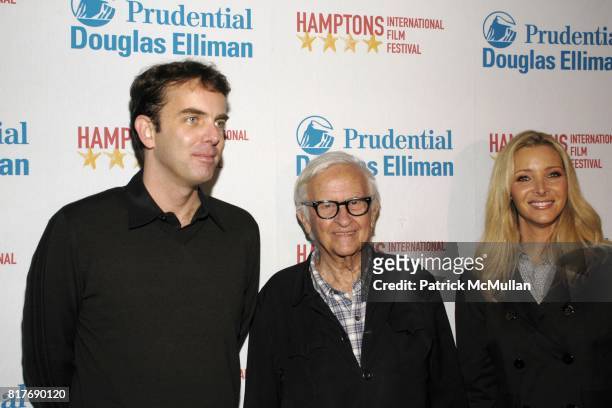 Scott Pendergrast, Albert Maysles and Lisa Kudrow attend Robert De Niro & Jane Rosenthal Host Dinner With Gucci For The Tribeca Film Institute at NYC...
