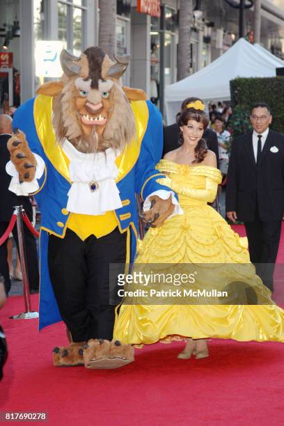 The Beast and Princess Belle attend WALT DISNEY STUDIOS HOME ENTERTAINMENT HOSTS A SING-A-LONG PREMIERE OF BEAUTY AND THE BEAST at El Capitan Theatre...