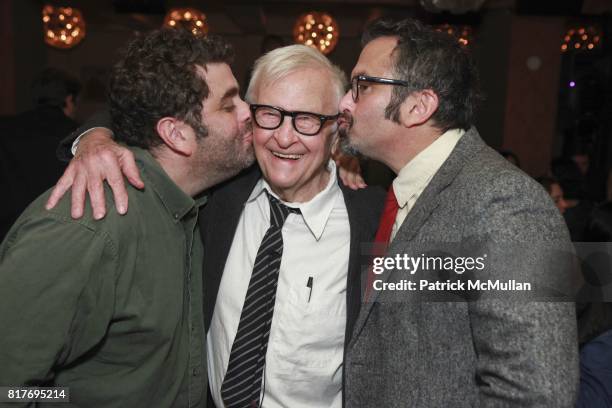 Eugene Jarecki, Albert Maysles and Andrew Jarecki attend AL MAYSLES 85th Birthday Party at The Red Rooster on November 30, 2011 in New York.