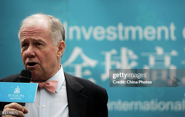 International investor Jim Rogers, chairman of Rogers Holdings, delivers a speech during a forum themed 'Investment Opportunities in Today's High...