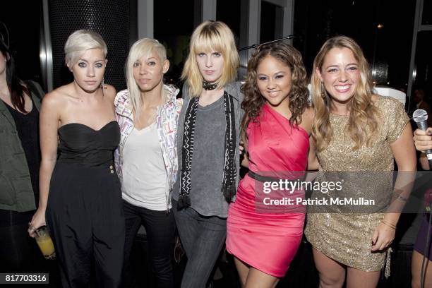 Amanda Leigh Dunn, Jane Bang, ?, ? and Michelle Edgar attend EMPOWERING WOMEN THROUGH MUSIC INITIATIVE by MUSIC UNITES at The Standard's Le Bain on...