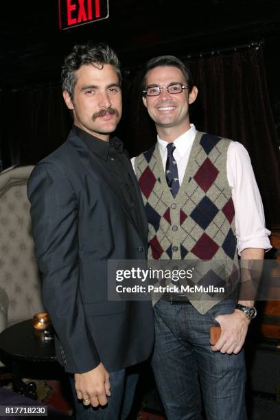 Douglas Freedman and Brendan Monaghan attend GQ Celebrates TOPMAN at a dinner hosted by Pete Hunsinger and David Shepherd at The Lion on October 12,...