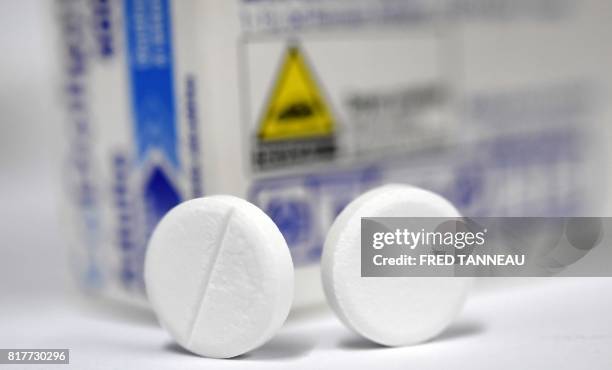 This photograph taken on July 18 shows painkilling pills which contain codeine in a pharmacy in Quimper, western France. - In France Codeine-based...