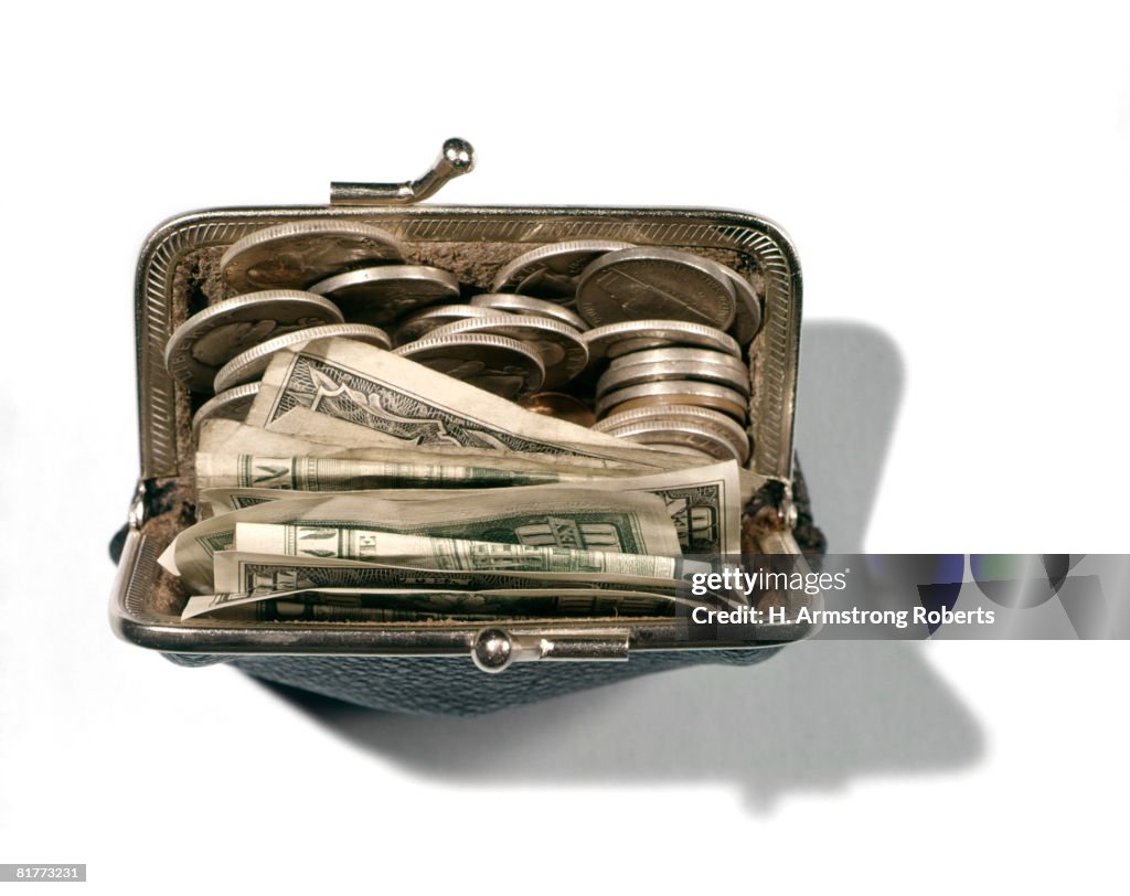 Change Purse With Bills And Coins.