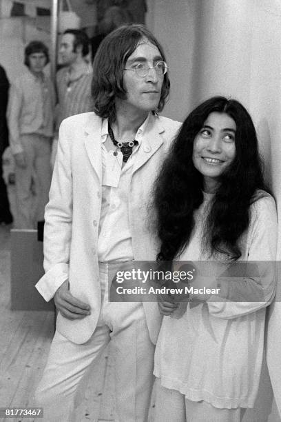 Beatle John Lennon and his girlfriend Yoko Ono at the Robert Fraser Gallery in Duke St, Grosvenor Square, London, 1968.