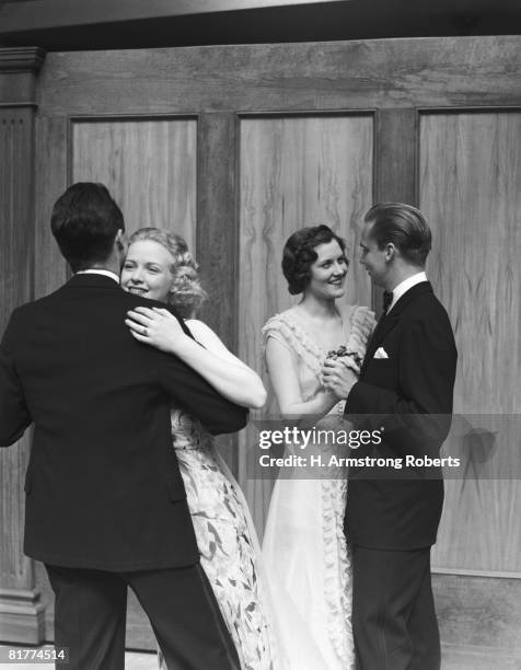 two couples dancing. - 1930 stock pictures, royalty-free photos & images