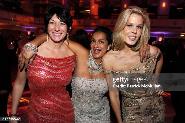 Ghislaine Maxwell, Ranjana Khan and Mary Alice Stephenson attend 2010 Alzheimer's Association Rita Hayworth Gala at the Waldorf Astoria on October...