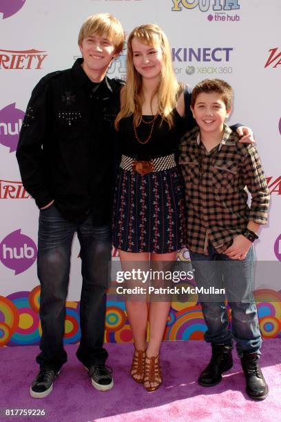 Jason Dolley, Bridgit Mendler and Bradley Steven Perry attend Variety's 4th Annual Power of Youth Event at Paramount Studios on October 24, 2010 in...