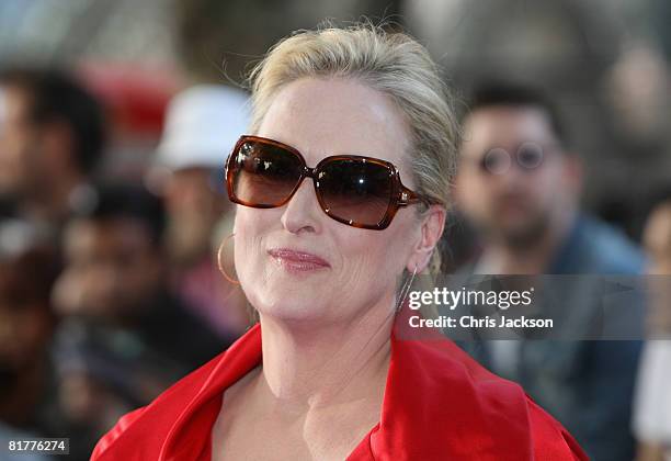 Actress Meryl Streep arrives at the World Premiere of Mamma Mia! The Movie at the Odeon Leicester Square on June 30, 2008 in London, England.