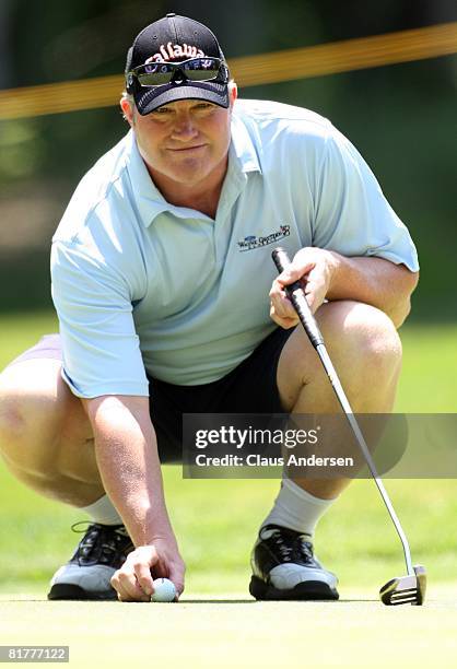 Marty McSorley plays in the second round of the Ford Wayne Gretzky Nationwide Classic on June 27, 2008 in Clarksburg, Ontario.