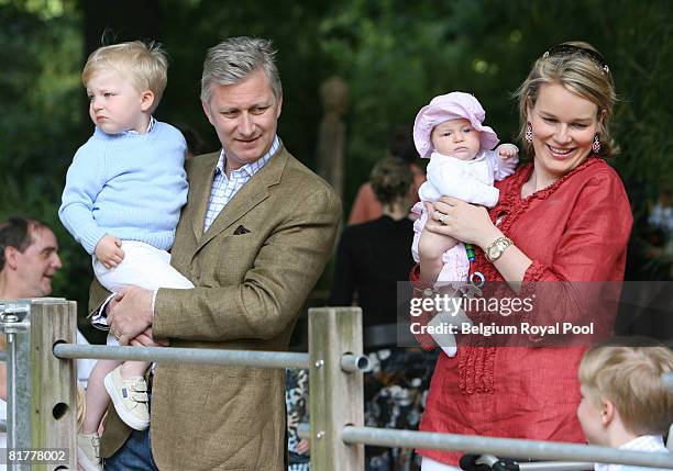 Prince Emmanuel, Prince Philippe and Princess Mathilde with baby Eleonore of Belgium pose for Belgian Royal Family Holiday Photographs at the Antwerp...