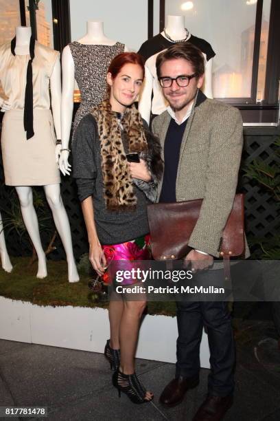 Taylor Tomasi Hill and Justin Berkowitz attend Ann Taylor Spring 2011 Preview Party at Gramercy Park Rooftop on October 20, 2010 in New York.