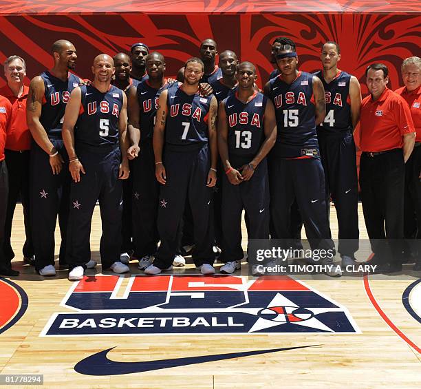 Players of the US Olympic basketball team Carlos Boozer, Jason Kidd, Michael Redd, LeBron James, Dwyane Wade, Deron Willimas, Dwight Howard, Kobe...