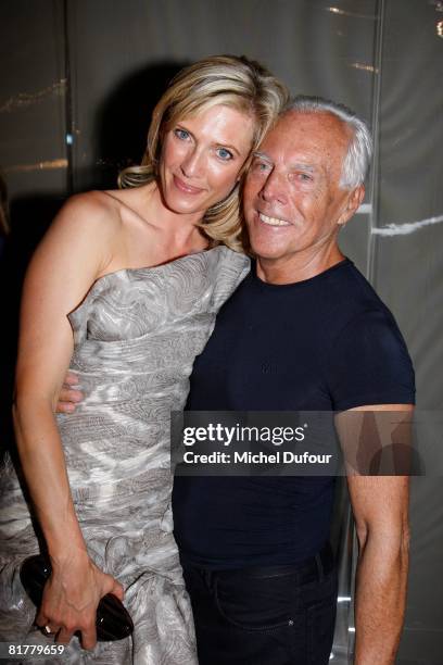 Mafalda von Hessen and designer Giorgio Armani attend the Giorgio Armani '09 Fall Winter Haute Couture fashion show on June 30, 2008 in Paris, France.