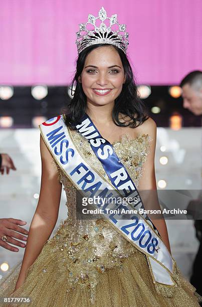 Valerie Begue,Miss Reunion is elected Miss France 2008 on December 8, 2007 in Dunkerque, France.