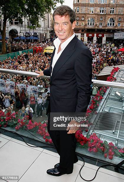 Actor Pierce Brosnan attends the Mamma Mia! The Movie world premiere held at the Odeon Leicester Square on June 30, 2008 in London, England.