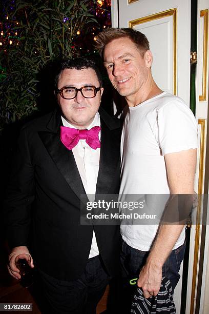 Alber Elbaz and singer Brian Adams attend the Lanvin Party during the '09 Spring Summer Paris Fashion Week on June 30, 2008 in Paris, France.