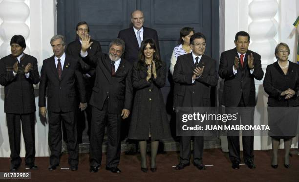 The Presidents of Bolivia, Evo Morales; Uruguay, Tabare Vazquez; Brazil, Luiz Inacio Lula Da Silva; Argentina, Cristina Fernandez de Kirchner;...