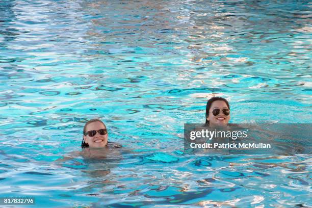 Alana Tabacco and Cathy Kim-Howe attend HEARST CASTLE PRESERVATION FOUNDATION 2010 NEPTUNE POOL PARTY at Hearst Dairy on October 9, 2010 in San...