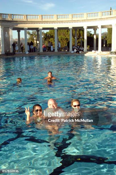 Cathy Kim-Howe, David Crotty and Alana Tabacco attend HEARST CASTLE PRESERVATION FOUNDATION 2010 NEPTUNE POOL PARTY at Hearst Dairy on October 9,...