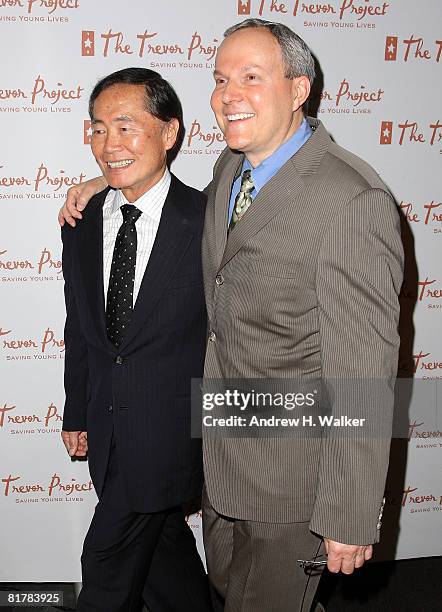 Actor George Takai and producer Brad Altman attend the 8th Annual The Trevor Project Benefit Gala at The Mandarin Oriental Hotel on June 30, 2008 in...