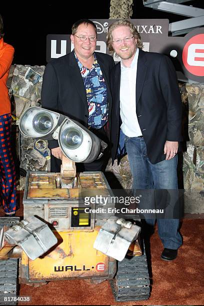 Wall-E, Exec. Producer John Lasseter and Writer/Director Andrew Stanton at the World Premiere of Disney-Pixar's 'WALL-E' on June 21, 2008 at the...