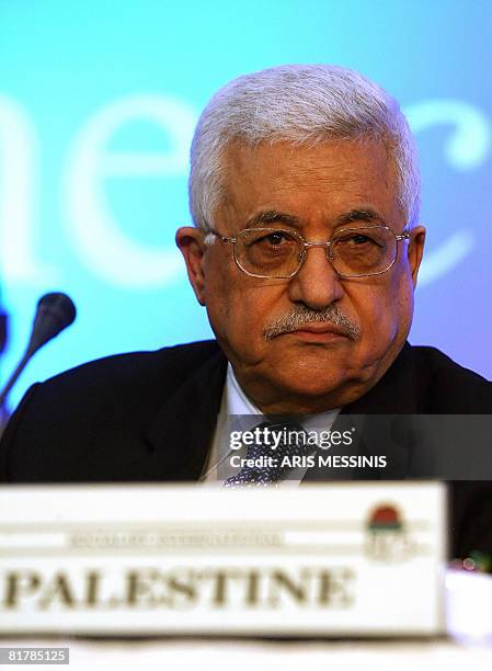 Palestinian President Mahmud Abbas attends the 23rd Socialist International Congress in Lagonissi, some 40 kms south of Athens, on July 1, 2008....