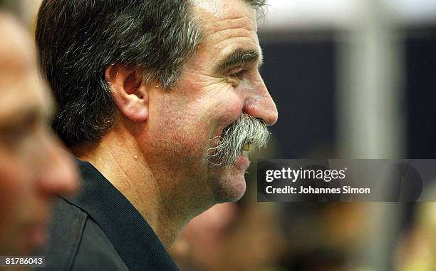 Heiner Brand, headcoach of the German handball national team, is seen during a photocall at the Adidas Brand Center on July 1, 2008 in...